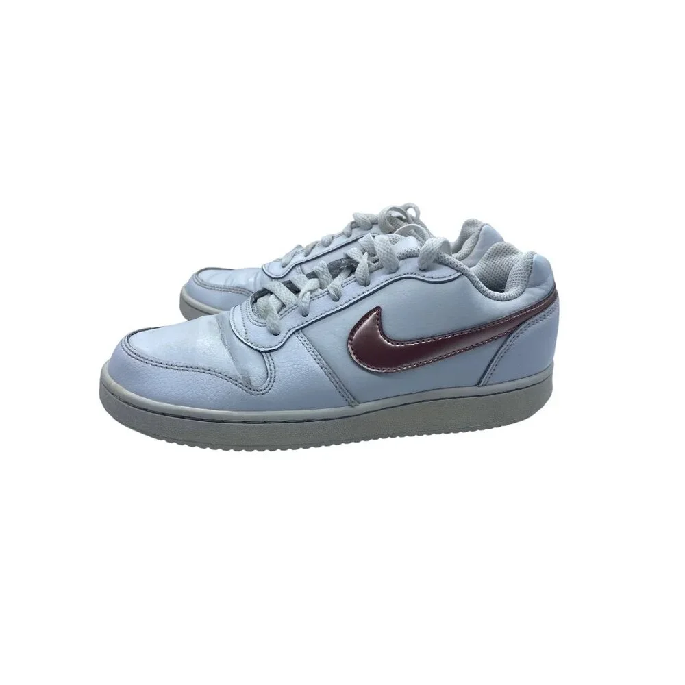 Nike Ebernon Leather‎ Athletic Sneakers Lace Up White Rose Gold Women Sz 7 FLAW